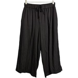 NWT Eileen Fisher Black Wide Leg Drawstring Culottes Cropped Pants Size PP